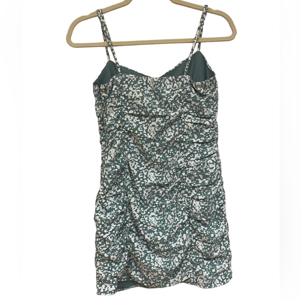 Abercrombie Dress Mini Strappy Print Size XS Rouched Green - Picture 2 of 3